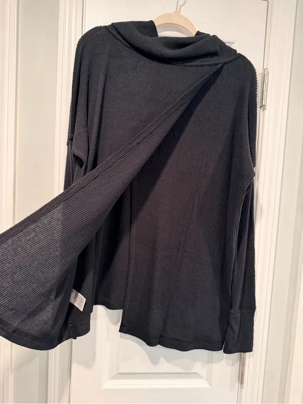 We The Free Free People Size S Black Oversized Cowl Neck Split Back Sweater - Image 7