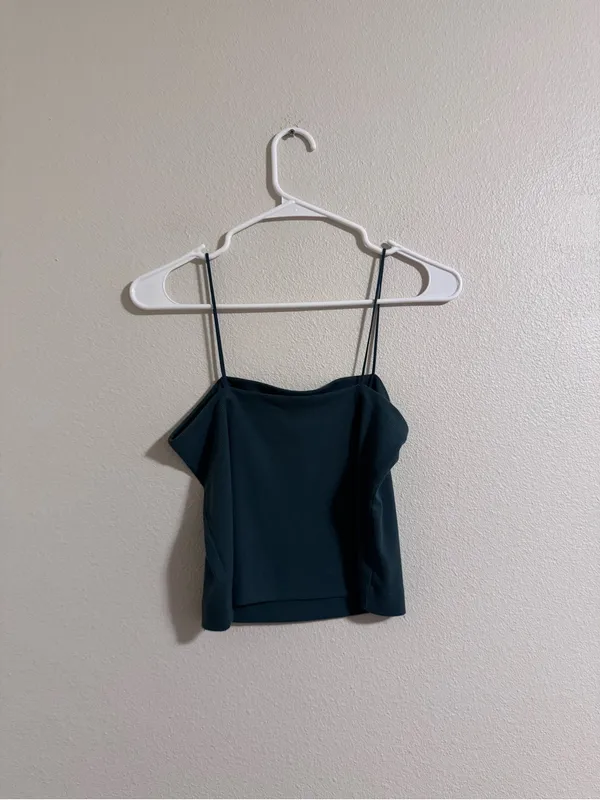 American Eagle Outfitters Dark Teal Square Neck Spaghetti Strap Cami - Image 3