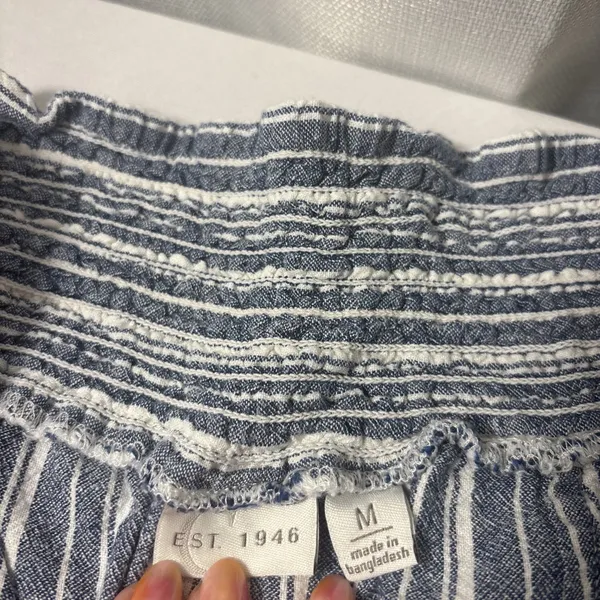 C EST 1946 Striped Wide‎ Leg Linen Blend Pants Medium Beachy Coastal Hippie Boho - Image 2