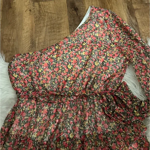 LULU’S Anew Romance Pink Floral Print One Shoulder Ruffled Mini Dress - Image 8
