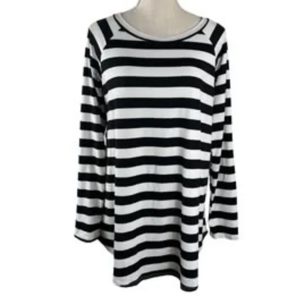Reborn J Striped Long Sleeve Top with Brown Elbow Patches - Size Large - Image 3