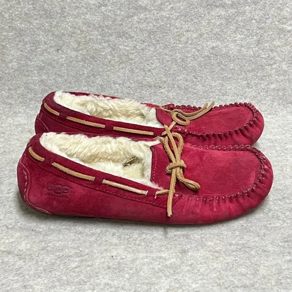 UGG Australia Dakota Sangria Pink Suede Moccasin Slippers 5612‎ Womens 7 GUC - Image 3