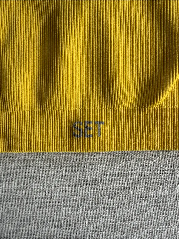 Set Active Ribbed V Bra Tank Top Yellow Size Small - Image 3