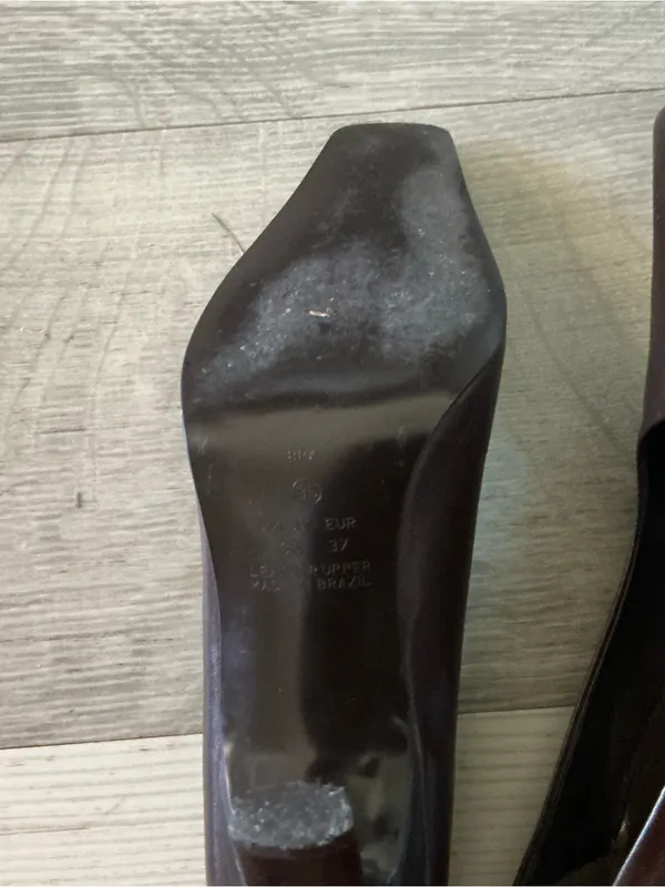 Vtg 90s Spanish leather by Sergio Zelcer pumps brown square toe heels shoes 6 - Image 9