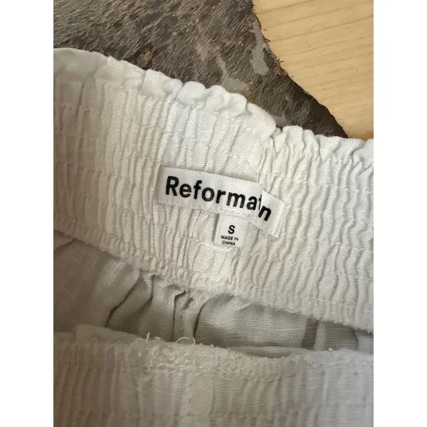 REFORMATION White Linen Nashville Shorts‎ Size Small - Image 4