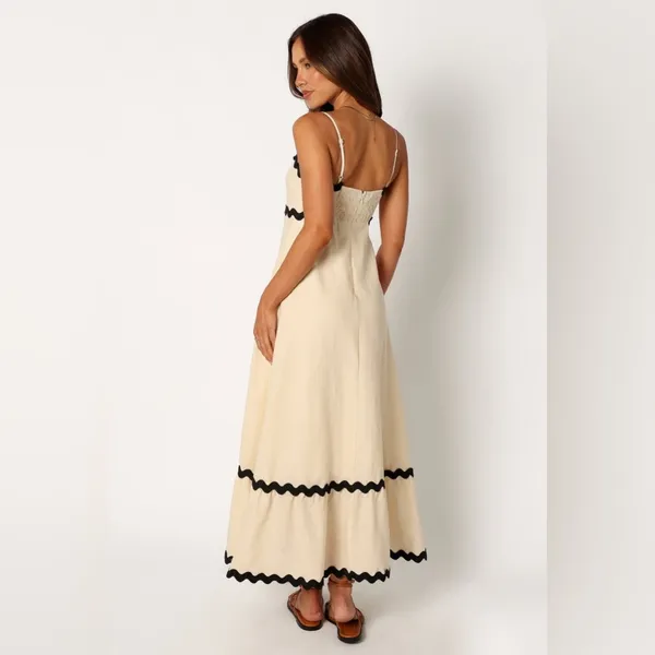 Petal + Pup Yana Maxi Dress in Cream Black Size XS - Image 3