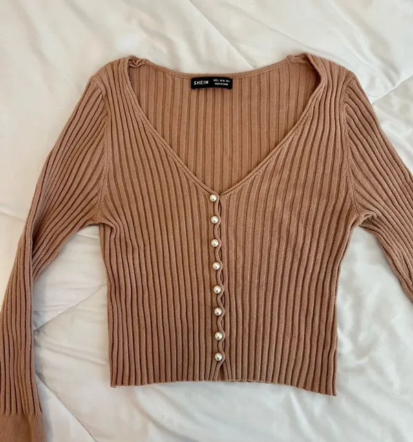 Pearl Cropped Long sleeve Brown - Image 3