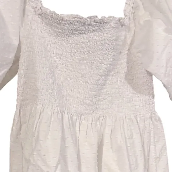 Hill House Home Athena Nap Dress White Swiss Dot Smocked Puff Sleeve‎ Mini Small - Image 6
