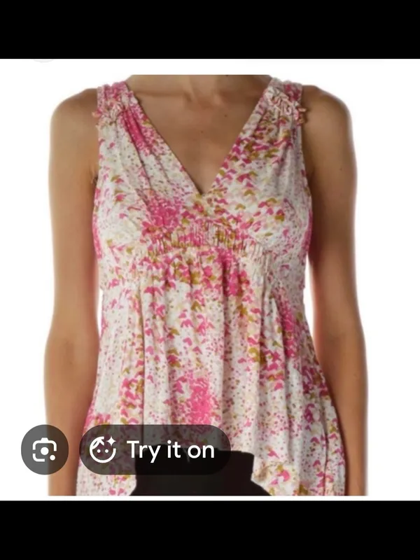 O Maeve Pink Floral Ruffle-Trim Camisole Small - Image 3