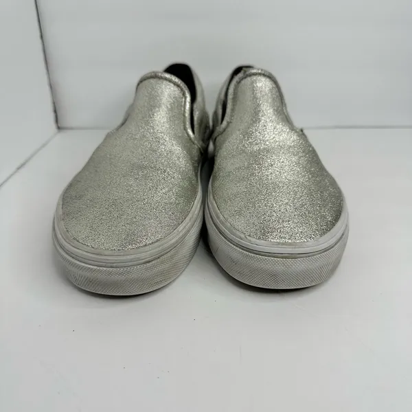 Vans Unisex size 7.5 Womens 6 Mens Metallic Silver Slip On Skate Sneaker Shoe - Image 7