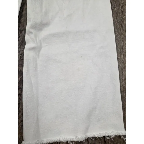 Zara Marine Straight High Waist Jean Raw Edge Size 2 Bone Light Gray - Image 4
