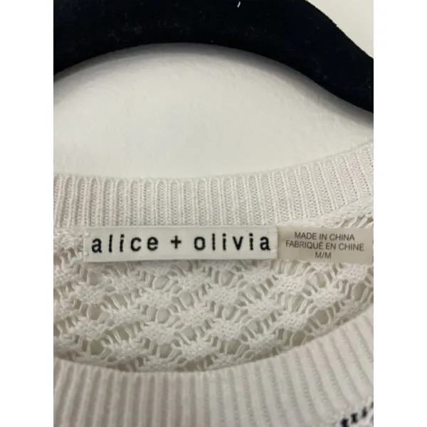 Alice + Olivia White Tevin Open Knit cropped drawstring Tank Top Size M coverup - Image 3