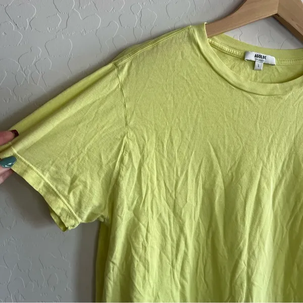 Agolde Rena Supima Cotton Crew Neck Easy T-Shirt Yellow - Image 5