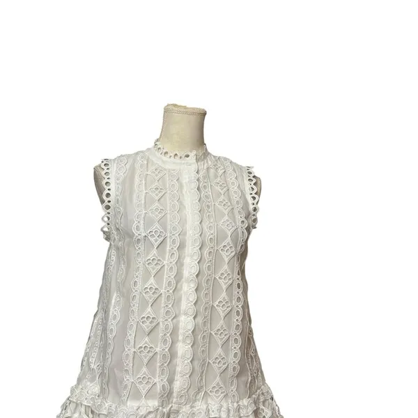 Endless Rose Lace Trim Crochet Mini Dress Sleeveless White Size M NWOT Romantic - Image 7