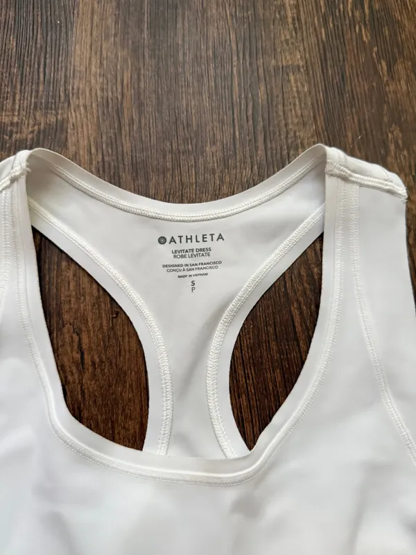 Athleta Levitate Dress Womens Small White Racerback Tennis Golf Zip Pockets - Image 3