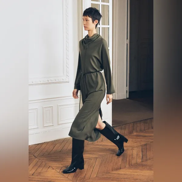 Zara Olive Green Midi Dress‎ minimalist women's size XL NWOT - Image 2