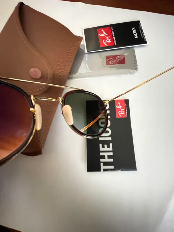 Rayban Sunglasses Round Double Bridge Gold Size 51mm - Image 7