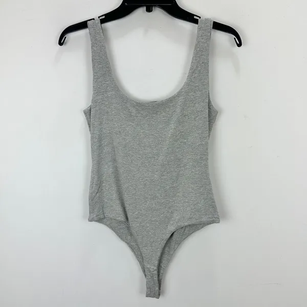NEW Naked Wardrobe Tank Bodysuit Stretch Jersey Viscose Gray Scoopneck Large - Image 7
