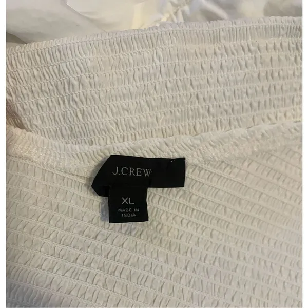 J. Crew White Puff Sleeve Organic Cotton Cropped Top Women’s XL‎ - Image 2