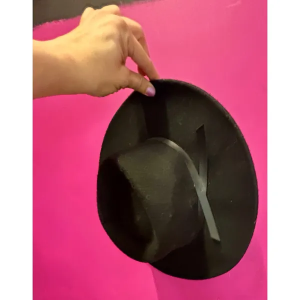 Universal Threads Black 100% Wool Wide Brim Fedora Hat with Band Detail - Image 5