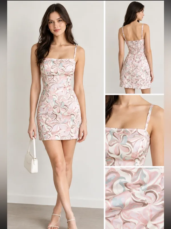 Sunday Best Shimmering Pink and Cream Dress - Image 2