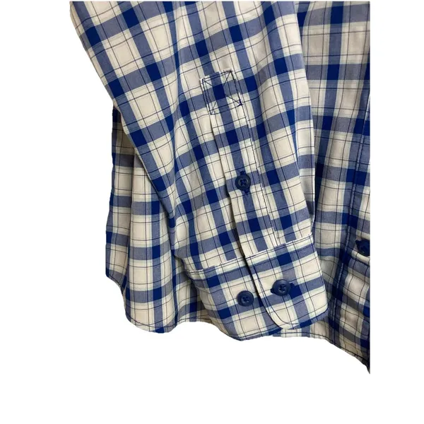 Duluth Trading DuluthFlex No Fly Zone Shirt Long Sleeve Plaid Blue Sz M - Image 4