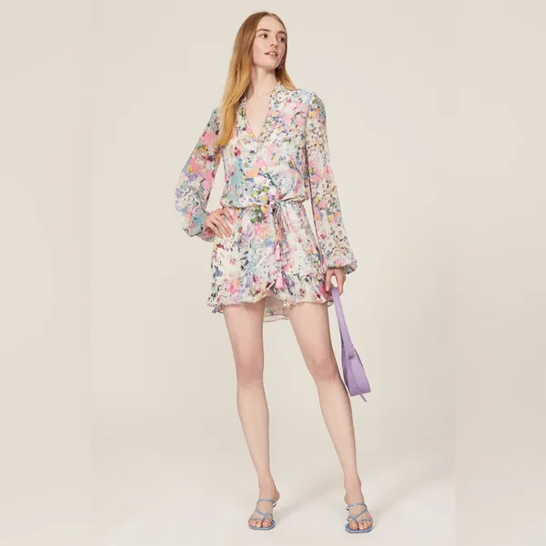 Rococo‎ Sand Lelia Floral Wrap Mini Dress in Size XL - Image 3