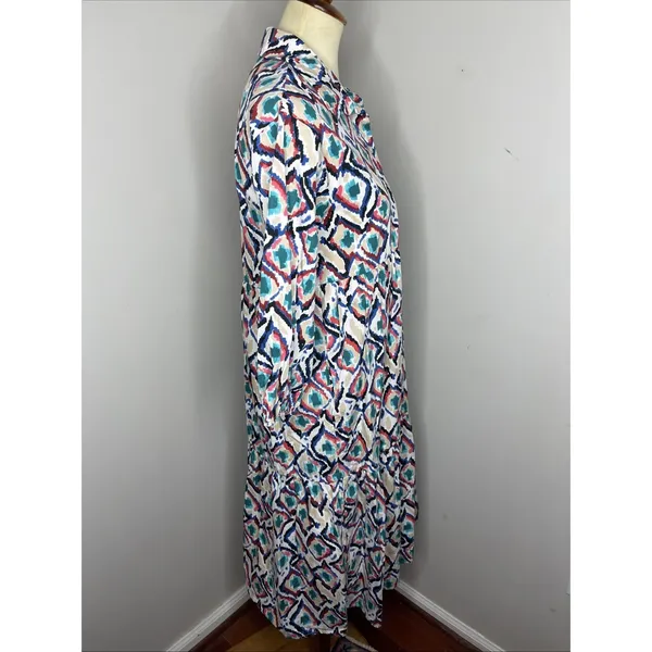 Anthropologie Maeve The Bettina Tiered Midi Maxi Shirt Dress Ikat Boho XS - Image 5
