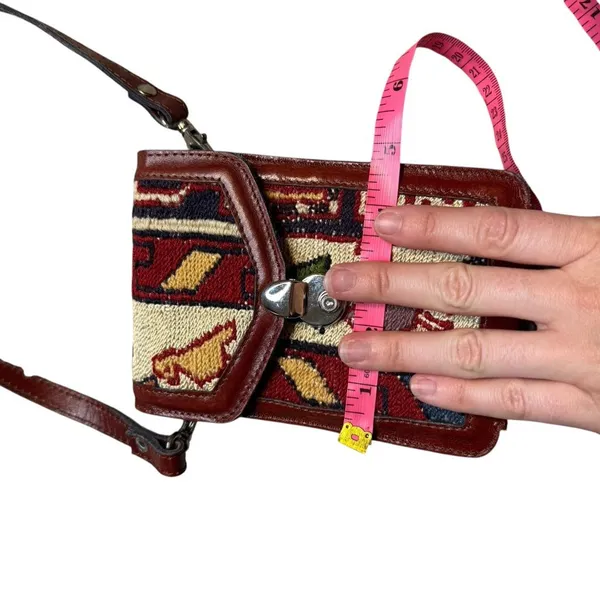 👜 Vintage Kilim Turkish Leather Crossbody Bag Rug Tapestry Organizer Purse 👜‎ - Image 6
