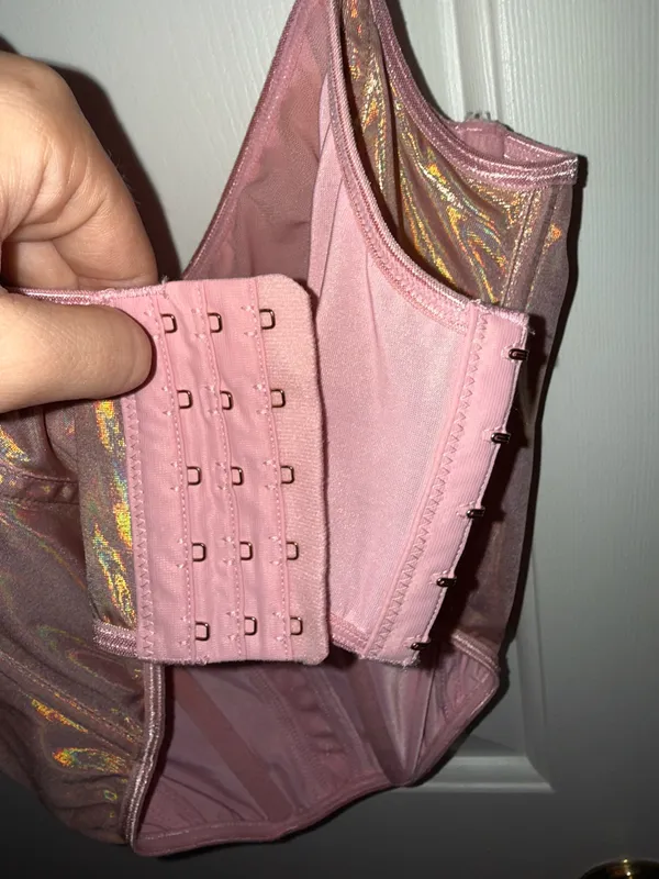 Out From Under Pink Shiny Corset Top - Image 4