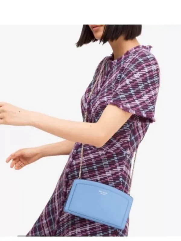Kate Spade New York Margaux Crossbody in Blue Leather with Chain Strap - Image 13