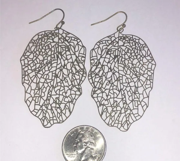 Elegant Brass Tone Lightweight Cutout Boho Leaf Earrings - Image 3