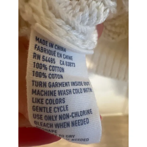 American Eagle Outfitters boho cotton Cream Crochet Hooded Sweater Knit Size S - Image 6