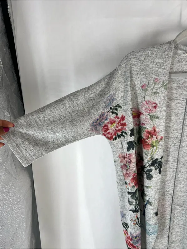 Ginger‎ G Floral Crane Print Soft Knit Open Front Cardigan Size S - Image 4