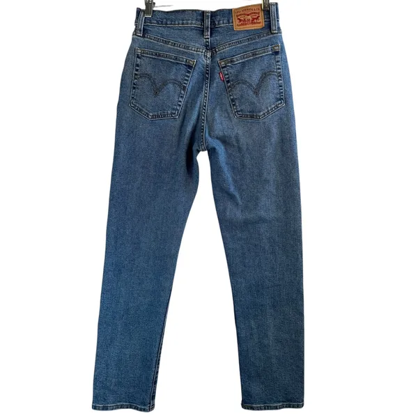 Levi's Wedgie Straight Jeans Sz 26‎ Blue High Rise Button Fly Classic Clean Girl - Image 3