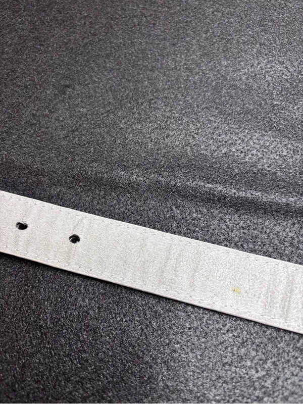 Classic White Leather Belt with Silver-Tone Buckle - Image 6