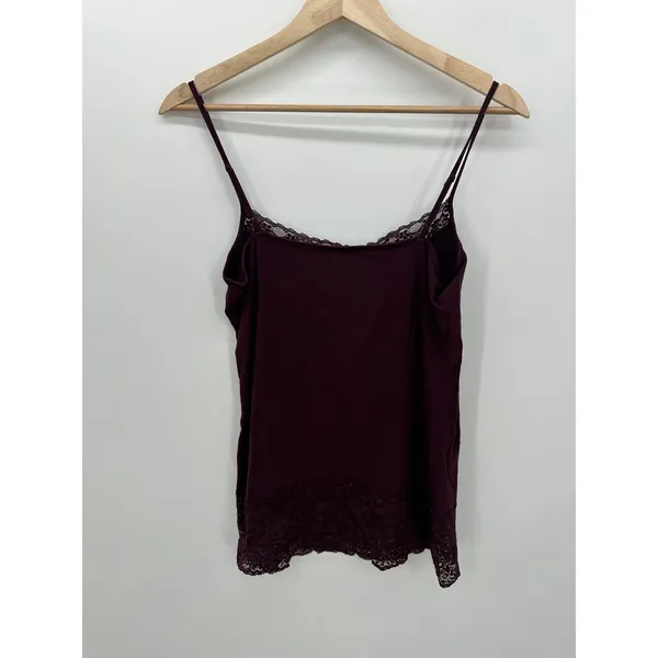 Loft Womens Purple Cami Tank Top Size M Lace Y2K‎ Stretch Preppy Romantic Dainty - Image 2