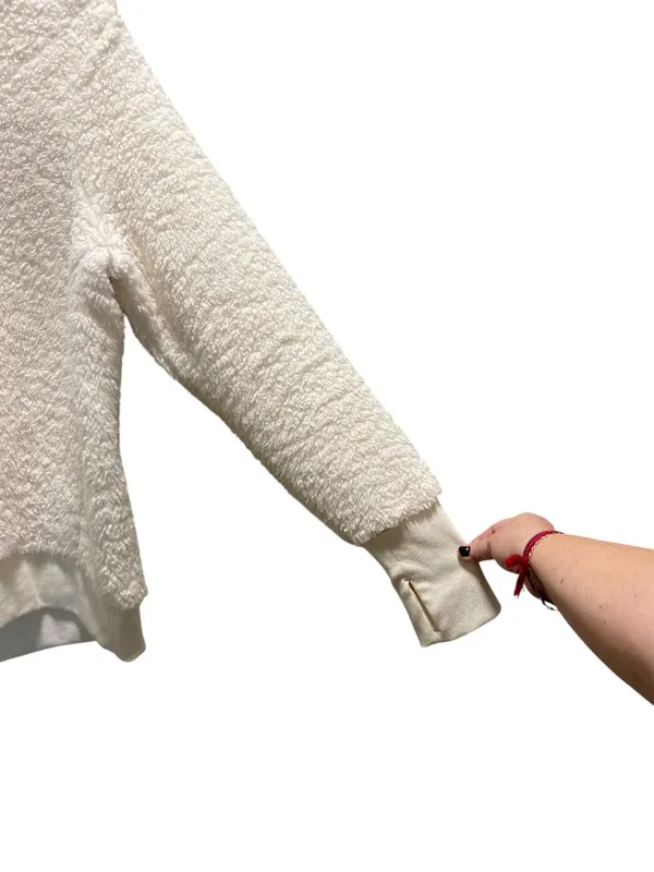 Athleta Nirvana Sherpa Funnel Neck Sweatshirt Cream Size L Athleisure Neutral - Image 9