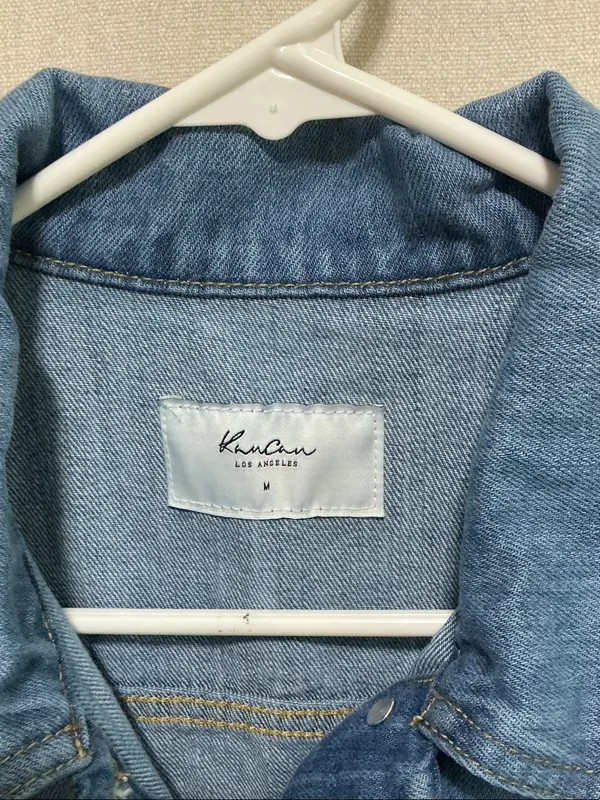 KanCan Medium Blue Distressed Cropped Denim Jacket - Image 2