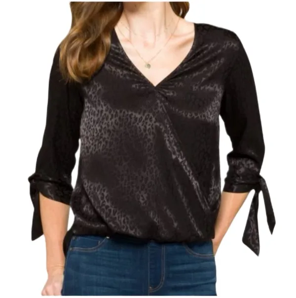 West Kei Allan Surplice Tie Sleeve High-Low Blouse - Image 4