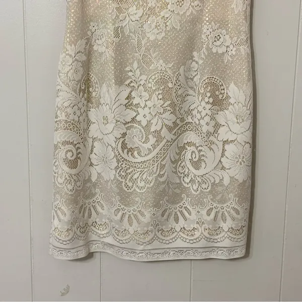 Vintage 90s Scott McClintock Petites Lace Gold Iridescent Bridal Dress 8 Wedding - Image 4