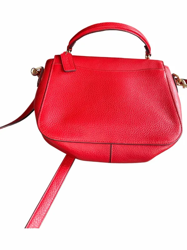 Authentic Coach Marlie Top Handle Satchel in vibrant true red pebbled leather - Image 4