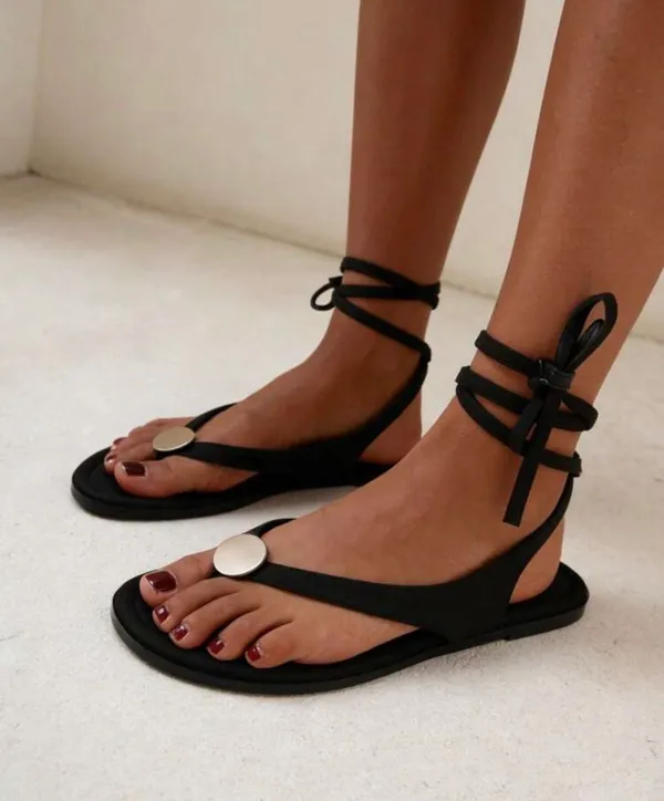 Black Strappy Sandals Size 8.5 - Image 2