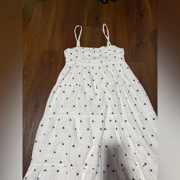 ZARA WOMAN WHITE NAVY EMBROIDERED maxi dress blog fav spring M boho cottage $98 - Image 8