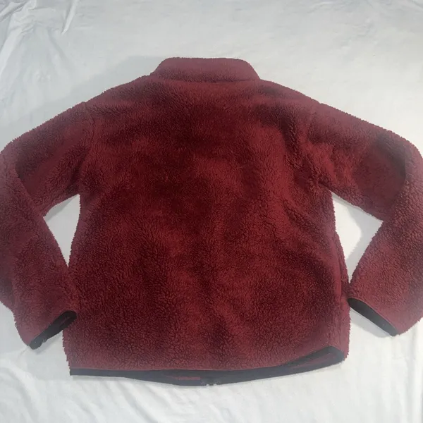 Victorias Secret PINK Teddy Full Zip relaxed jacket cozy fleece sherpa Maroon S - Image 8