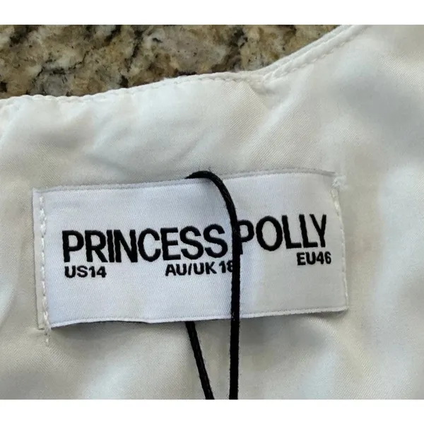 Princess Polly Samana Mini Dress Ditsy Floral Square Neck White Purple Sz 14 NEW - Image 7