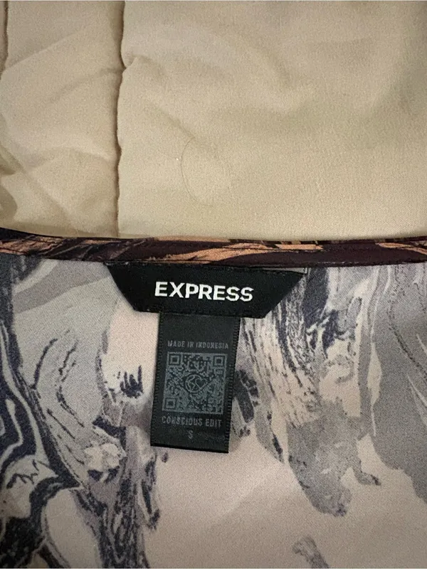 Express Satin Black and Brown Marble Cami Top - Image 2