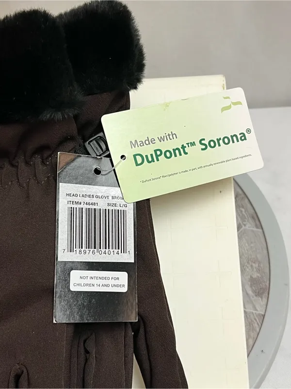 Head Womens Winter Gloves Brown Faux Fur Cuff Sorona Insulated Size Large NWT - Image 4
