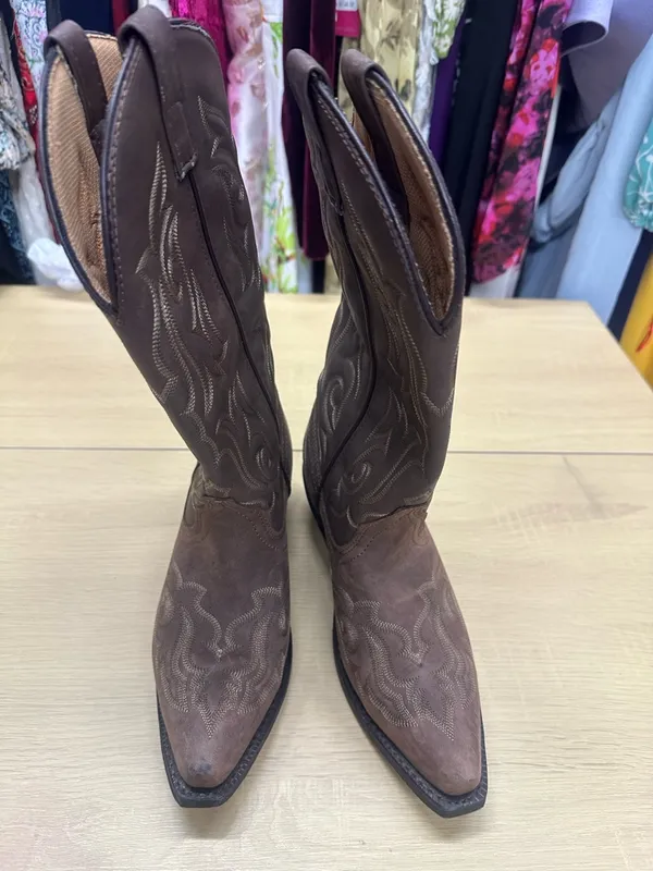 Laredos Women’s Brown Leather Lea Vamp Fox Western Boots Size 7W EUC - Image 2