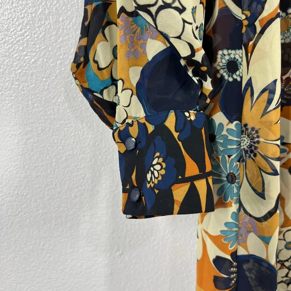Molly Bracken Floral Print Mini‎ Dress Long Sleeve Sheer Chiffon Boho Small Chic - Image 5